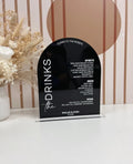Custom Black Arch clear Acrylic Table Number Signs With QR Code Printing or Gold Foil for Wedding bar Menu Holder Stand