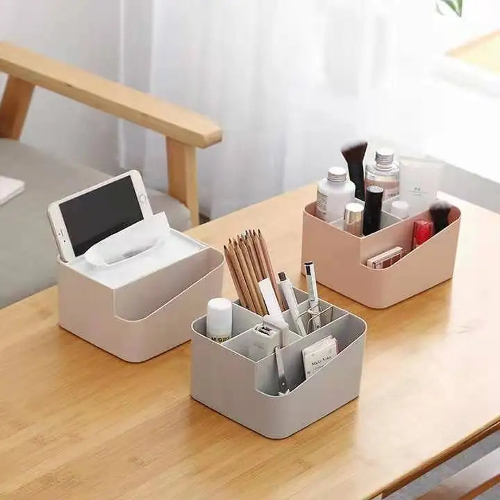 Wholesale Multi-functional Household Compartment Tissue Make up Plastic Storage Cosmetic Storage Desktop Office Organizer