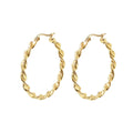 Big Round Twisted Hoop Earings 18K Rose Gold Plated Stainless Steel Jewelry Women's Hoop Earrings