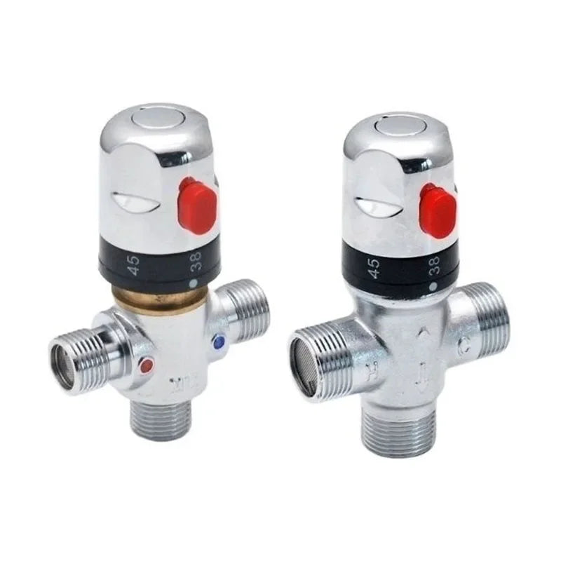 Copper Thermostatic Valve 1/2in 3/4in 1inch Solar Energy Water Mixing Valve Three-way Hot & Cold Temperature Control Switch