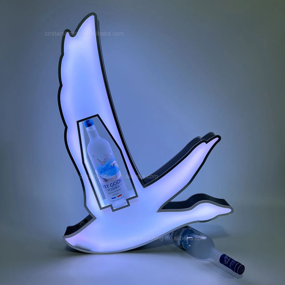OEM Acrylic LED Grey Goose Sign LED Bottle Presenter champagne Bottle Glorifier Holder VIP Display Stand for Night Club Bar