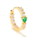 Green Zircon Heart Micro Inset Geometric Huggie Earrings Women Zircon Ear Jewelry Wholesale Gold Plated Round Hoop Cuff Earrings