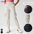 Janna Custom Logo Women's Outdoor Running Jogger Cargo Pants Multi-Pockets Casual Sport Clothes With Drawstring Active Bottoms