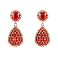 Fashion Sterling Silver Stud Earrings Women Rhodium Plated Zirconia Rose Gold Plated Garnet Earings for Women MegaBDM