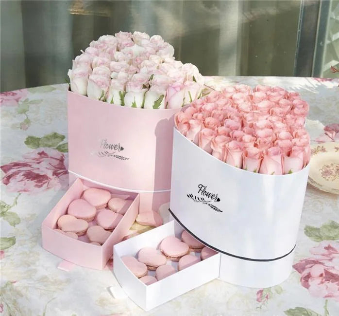 Wholesale Valentine's Day Heart-shaped Packaging Flower Bouquet Box with Drawers