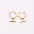 2026 New Arrival Design 18K Gold Plated Small OT Link Bar Hinged Stainless Steel Hoop Earrings