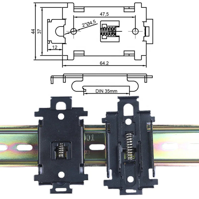 Miniature Solid State Relay Heat Dissipation Base Bracket 35mm Guide Rail Fixing Bracket Guide Rail Fixing Clip Metal Buckle