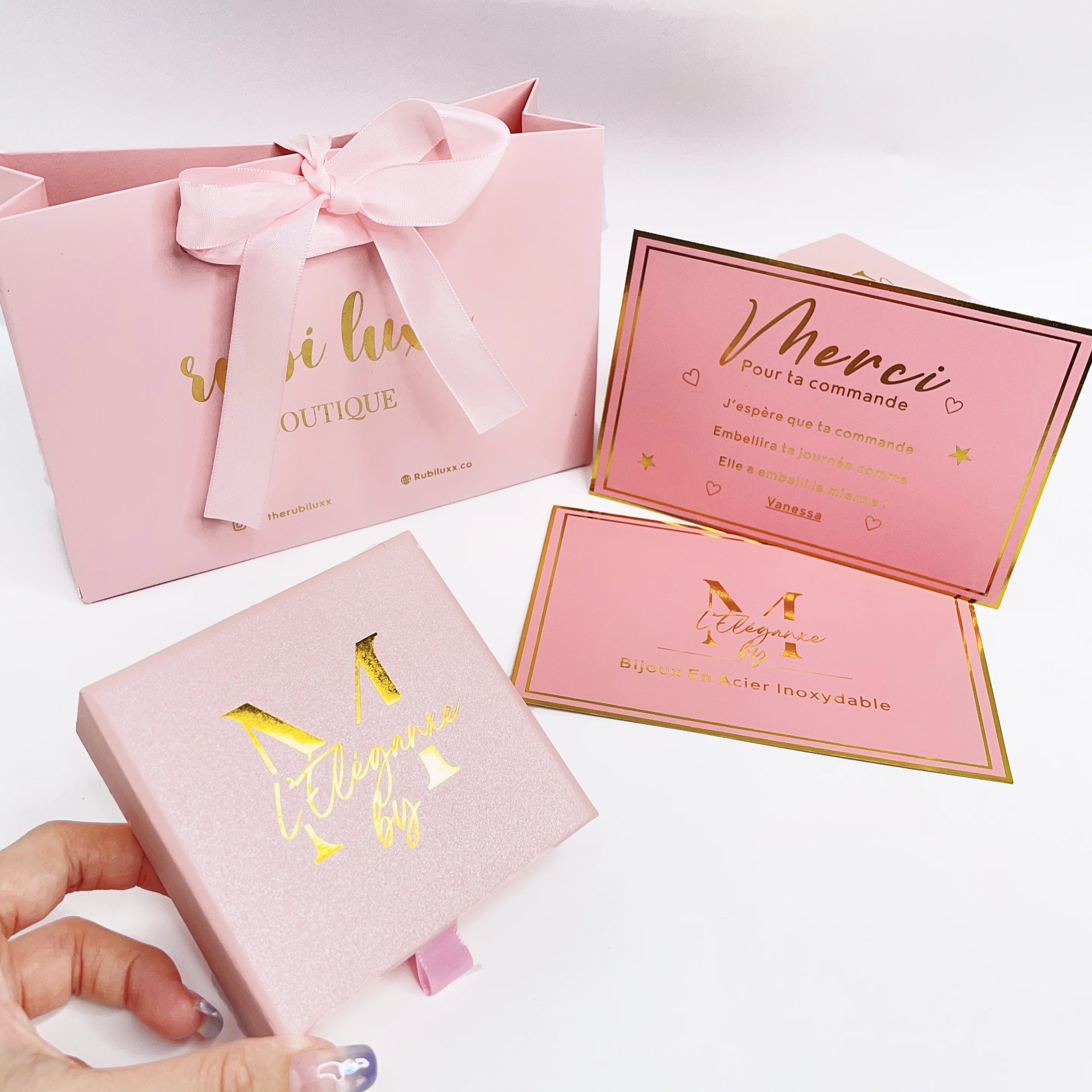 Custom logo Printed Gold Foil Luxury Ring Earring Necklace Packaging Drawstring Paper Box Paper Jewelry Boxes with Sponge