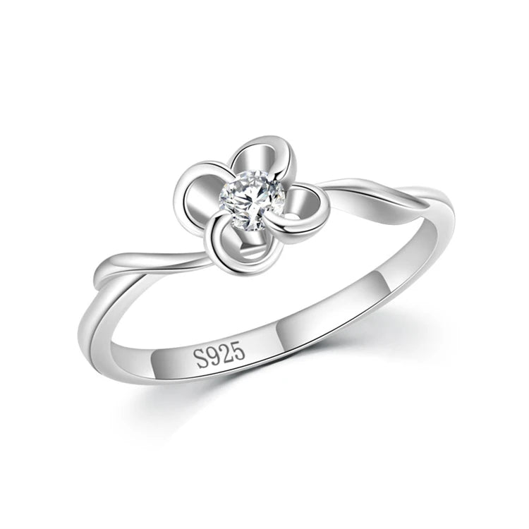 Creative Rose Flower 925 Sterling Silver Rings for Women Jewelry Gift CZ Diamond Wedding Engagement Ring