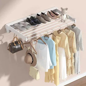 Factory Wall Mount Clothes Dryer Rack Space Saver Expandable Hanger Rack Rust Proof Clothes Line Indoor Outdoor