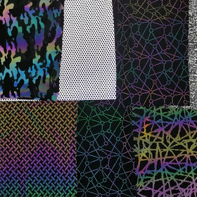 His Material Circle Pattern Printing rainbow Reflective Polyester Fabric Much Softer Super Glitter Reflection Eco-friendly Heat