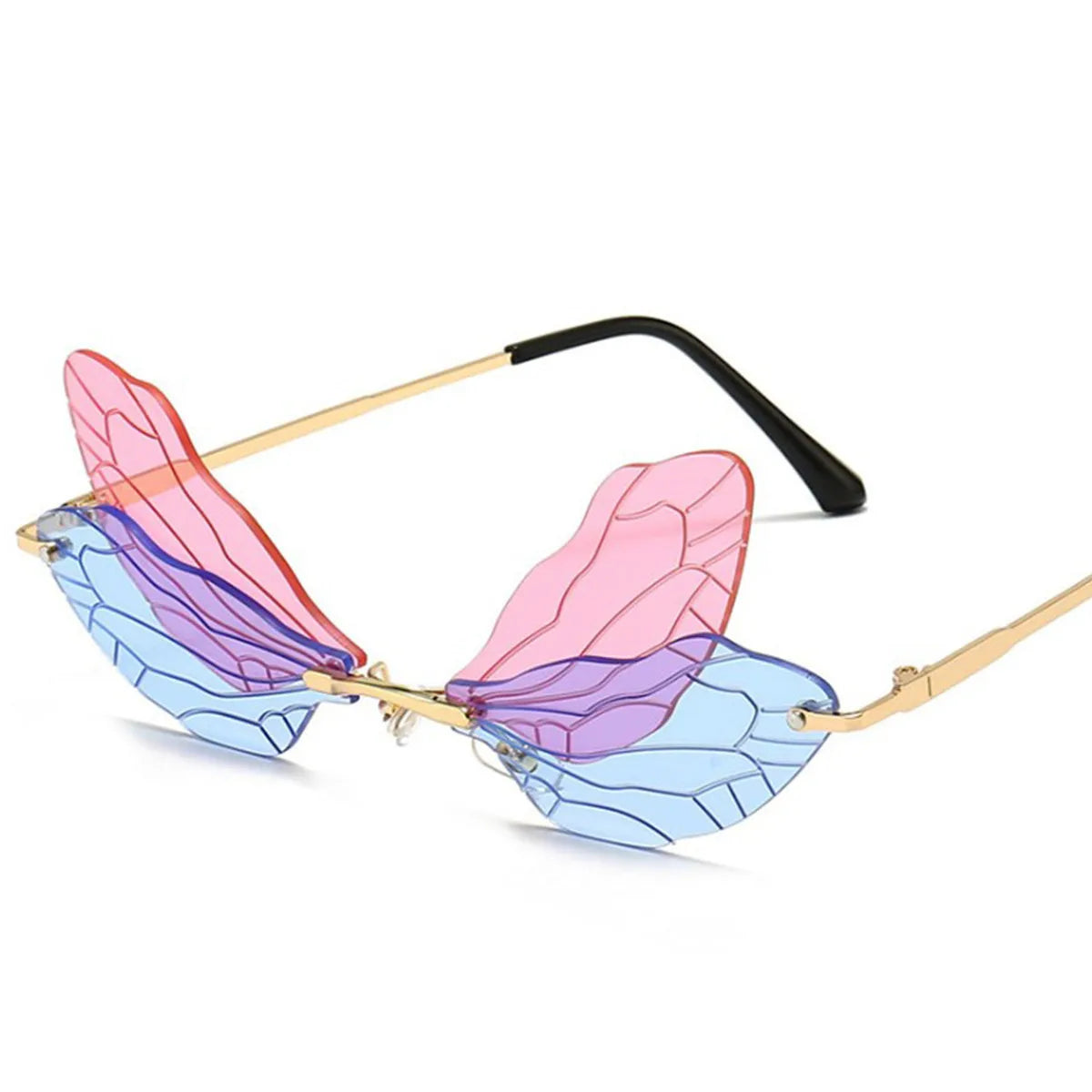 Fashion Vintage Retro Shade Sunglasses Women Rimless Wing Butterfly Steampunk Frameless Gradient