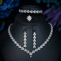 Echsio Statement  Cubic Zirconia Bridal 4 Pcs Jewelry Set White Gold Plating Wedding Necklace Earrings Set for Women CN027-C