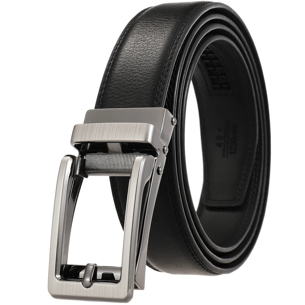 LY33-23431-1 Men's Leather Belt With Reverse Pull Buckle