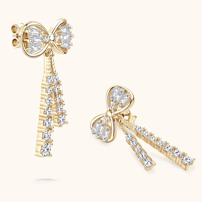 Fine Jewelry Grade D Moissanite Diamond Bow Earrings 925 Sterling Silver 0.26*2ct Moissanite butterfly Stud Earrings