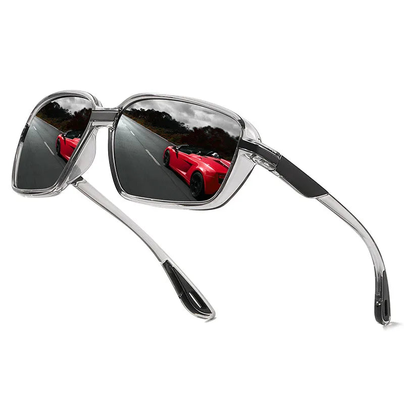 Men's New Square Polarized Sports Sunglasses Fashionable for Outdoor Activities-Cycling Fishing Driving Tortoiseshell PC Tac