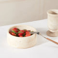 HZX Pet Cats and Dogs Bowl Modern Beige Travertine Marble Bowl Round Bowl Using for Eating