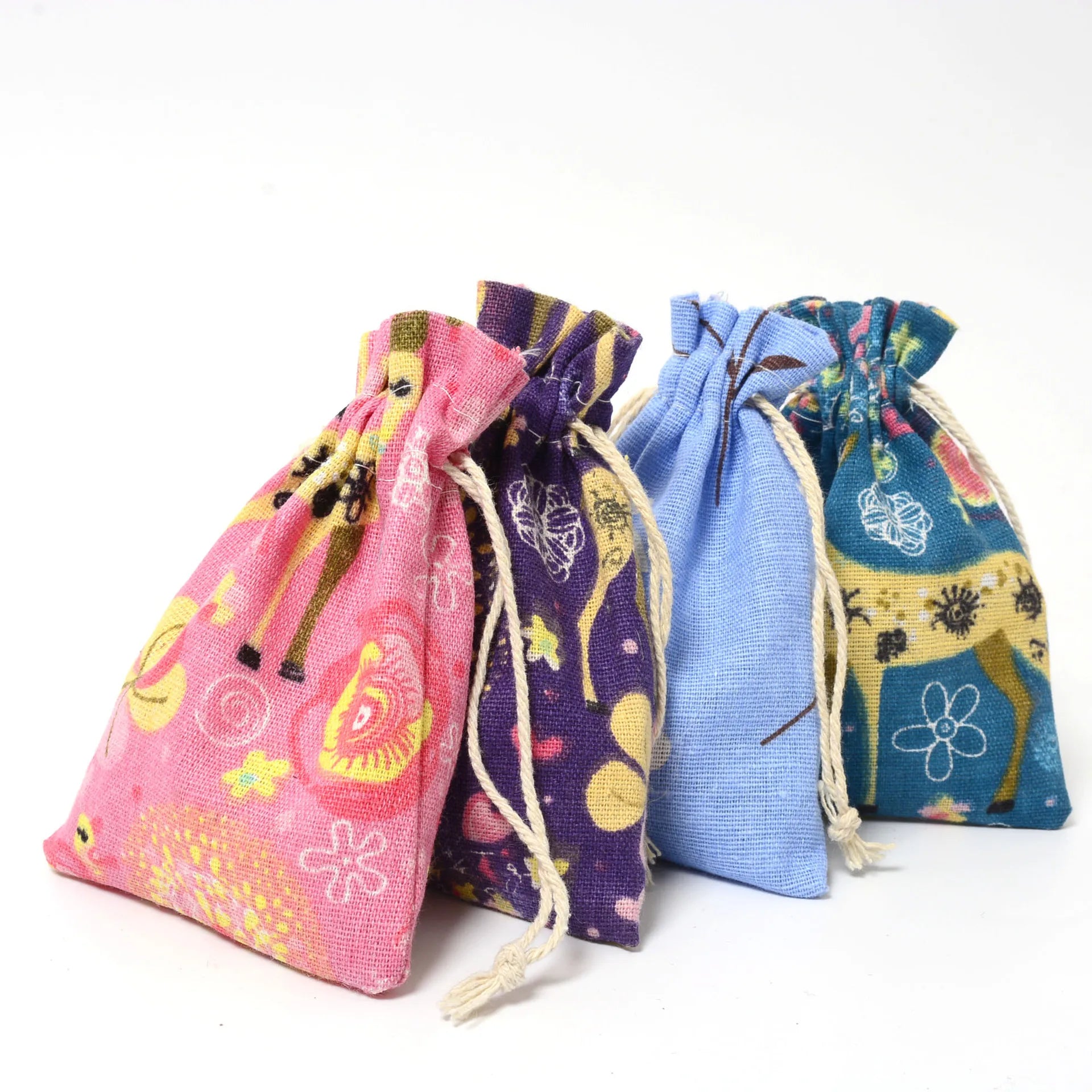 Christmas Cotton Linen Drawstring Bag Christmas Deer Gift Jewelry Bag Fine Cotton Storage Organizing Pouch in Stock