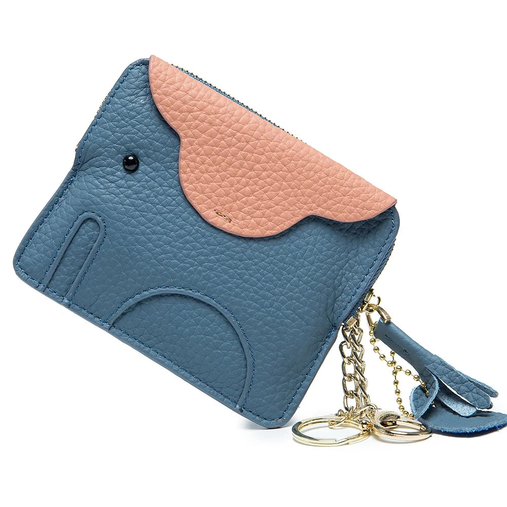 Wholesale Mini Coin Purse High Quality Genuine Leather With Large Zip Closure Card Holder and Key Holder
