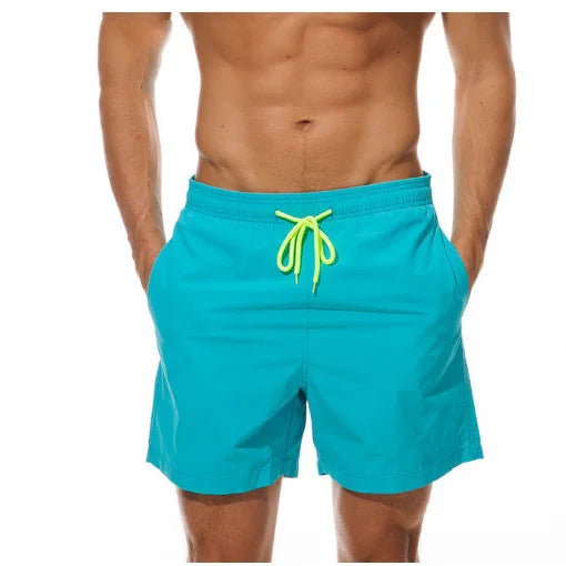 Men's Quick Drying Beach Shorts Boardshort Solid Color Swimsuit with Custom logo Embroidery Wrinkle Resistant Beach Outfit