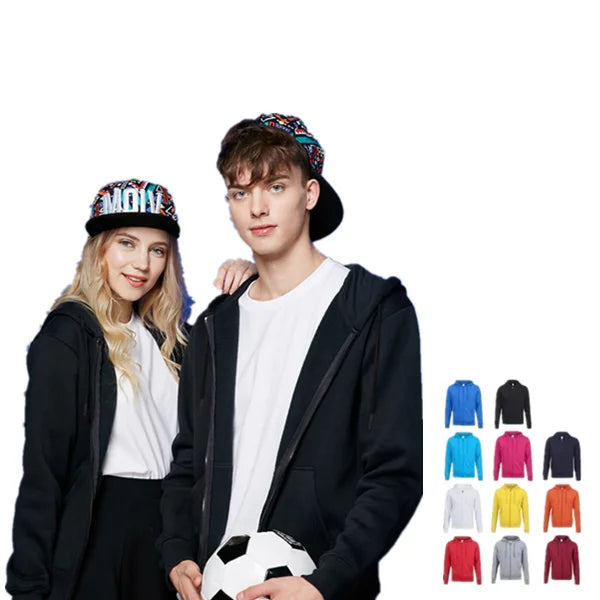 Best Seller Plus Size 330gsm Cotton Polyester Custom logo Zipper-up Fleece Pullover Hoodies Plain Unisex Women Men's Jacket
