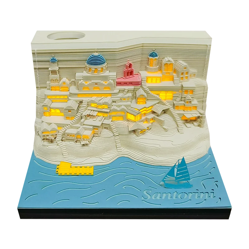 Aegean Sea Santorini Landscape Romantic 3D Memo Pad Custom Sticky Note Notepads Souvenir Gift Items Decoration for Desk
