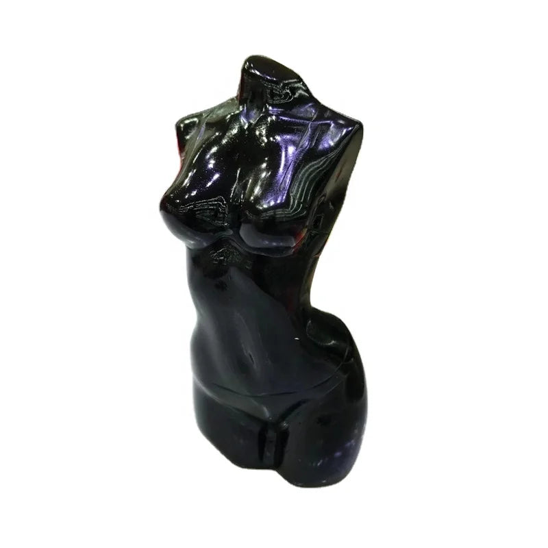 Wholesale Obsidian Women Body natural stones healing crystals Carving goddess