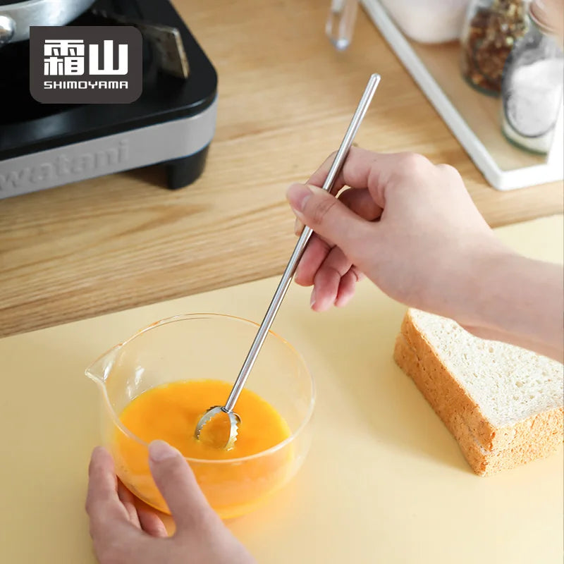 SHIMOYAMA Stainless Steel Manual Hand Mixer Semi-Automatic Spinning Egg Push Whisk Egg Beater Miso Measuring Utensils