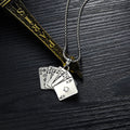Street Jewelry Accessories Men Creative Titanium Steel Poker Game 10 J Q K a Matching Playing Card Pendant Necklace