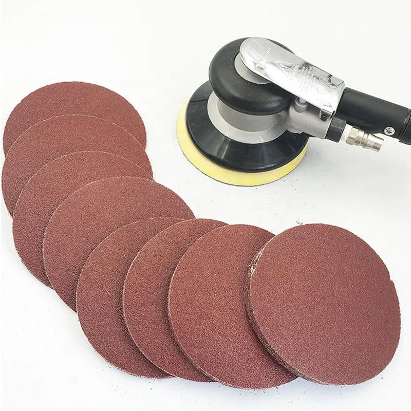 5-inch Red Abrasive Sandpaper Self-Adhesive Dry Polishing Sandpaper Sheets with Flocked Back Self-Adhesive Disc Sandpaper