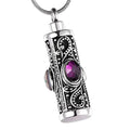 Latest Design Birthstone Inlay Cylinder Stainless Steel Cremation Pendant Jewelry Memory Religious Funeral Cremation Urn