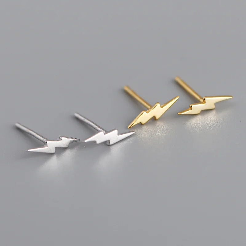 Cheap Design 925 Sterling Silver Lightning Pattern Stud Post Earrings Women