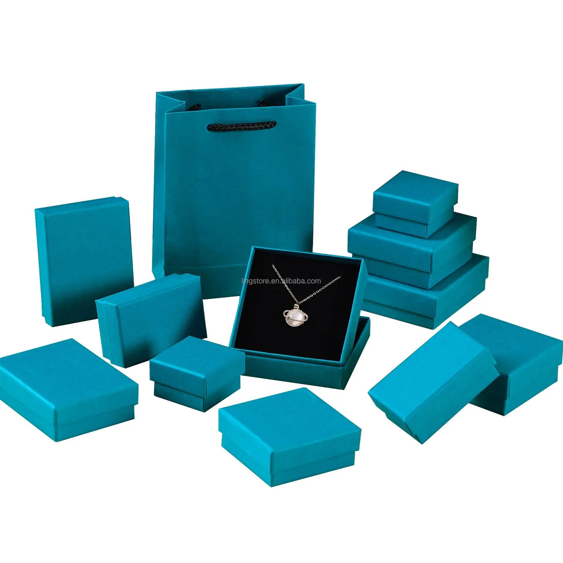 7x9x3cm Wholesale Custom Printing Cheap Indigo Blue Jewelry Paper Box Ring Pendant Cardboard Brooch Gift Box with Insert
