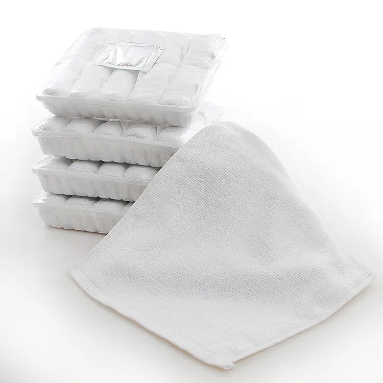 Wholesale Factory Cheap Cotton Terry White Disposable  Towels Day Spa Small Face Aviation  Towel