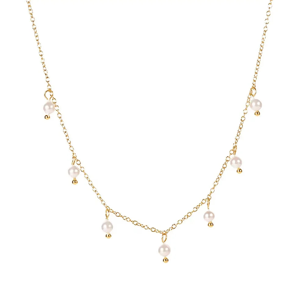 2024 Newest Stainless Steel Necklace 18k Gold-plated Pearl Necklace Fashion Fine Jewelry Necklace for Women Girl