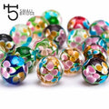 Wholesale 12mm Murano Handmade Lampwork Glass Beads Women's Jewelry Making Diy Beads Flower Transparent Round Crystal Beads