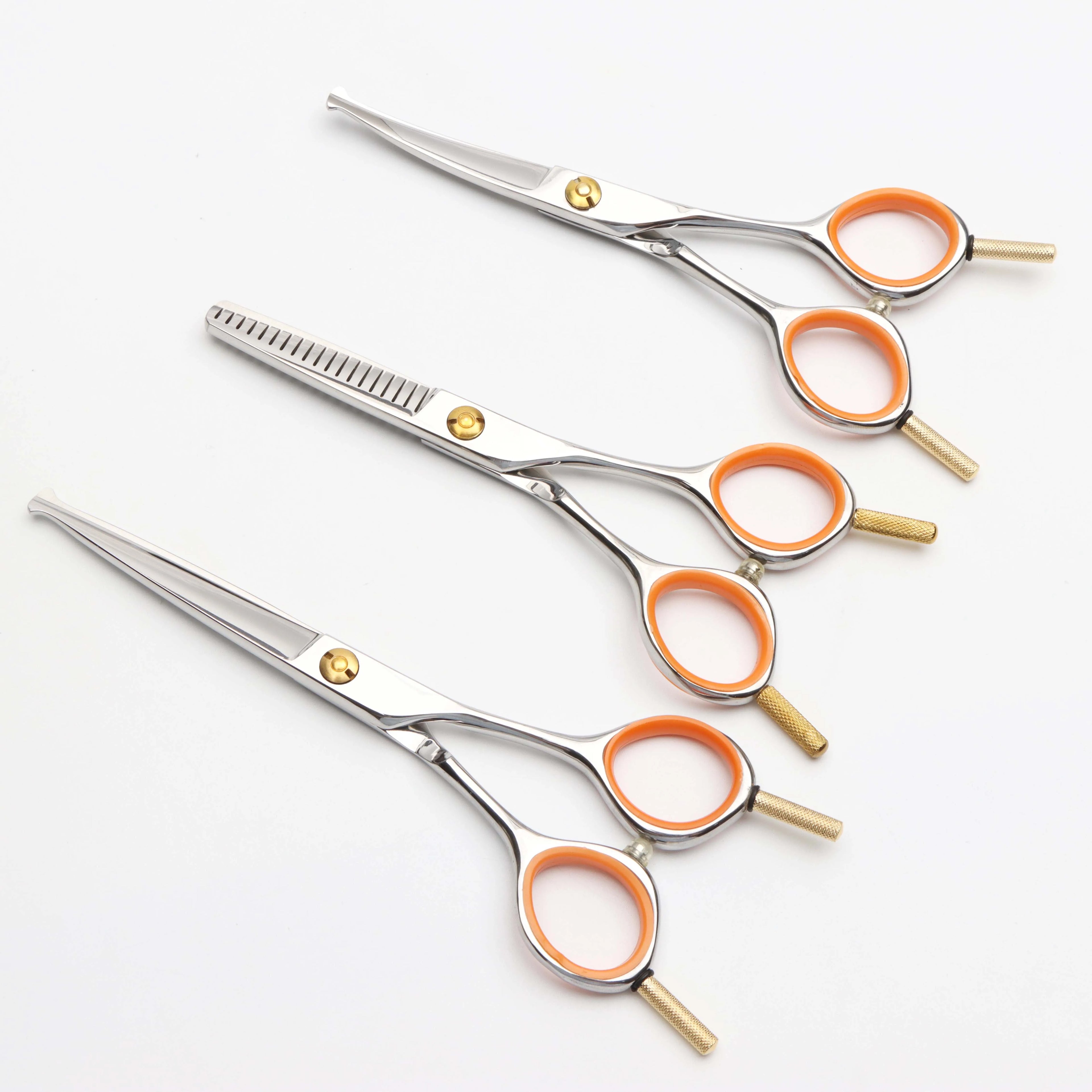 Bovowell BWP082 Sharp Curved Shears Japan 440C Stainless Steel 5" Polish Silver 58-60HRC Eco-Friendly Grooming Scissors for Dog