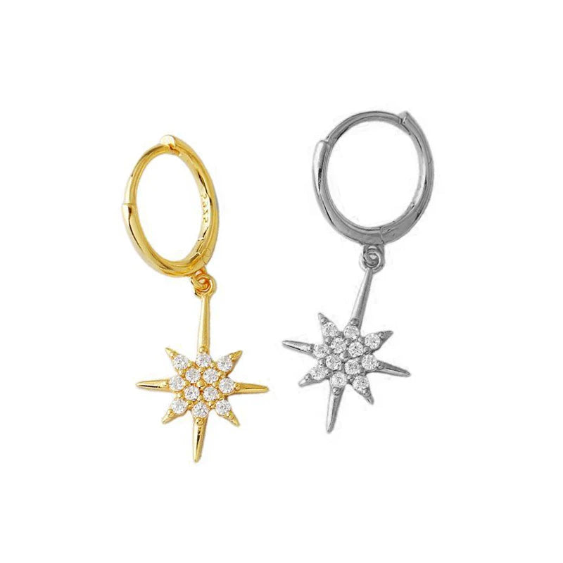 925 Sterling Silver Star Diamond Drop Earrings for Women Gold Rhodium for Gifts Parties Featuring Zircon Hoop Huggie Charms