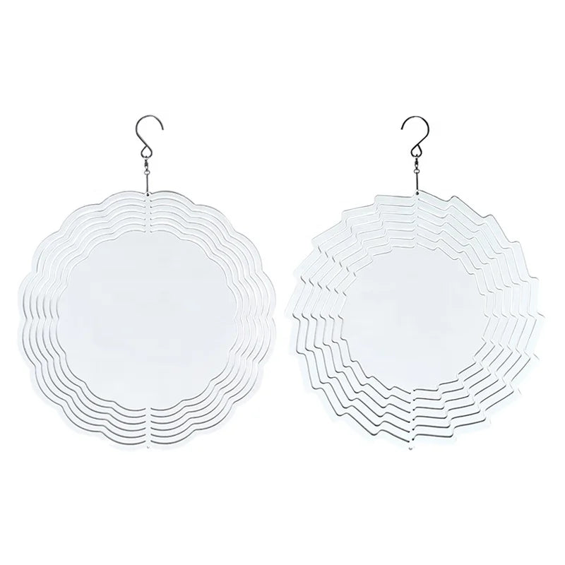 8 /10 Inch Christmas Deco Personalized Design Double Sides Printable Wind Spinner Sublimation Metal Outdoor Wind Chimes