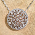 CAOSHI Korean Shinny Mesh Round Circle Jewelry 925 Silver Plated Cubic Zirconia Paved Diamond Necklace for Wedding