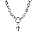 Wholesale Men Jewelry Set Stainless Steel Cuban Chain Cross Bracelet and Necklace