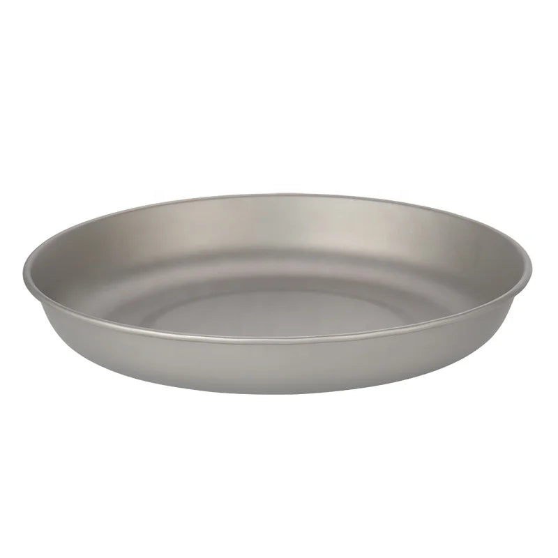 Big Size Titanium Plate Ultralight Titanium Bowl Pan Plate Dish with Carry Bag for Backpacking & Camping 700ml