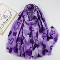 Printing Scarf Heart-Shaped Satin Printed Long Scarf Designer Heart Woven Shawl Polyester Scarf