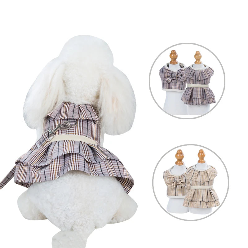 New Design Pet Harness Skirt New Chest Strap  Breathable Small Dog Harness Vest Eco-Friendly Striped Cat Dress