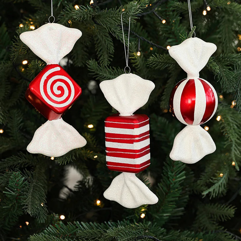 High Quality RED Candy Cane Christmas Ornament Xmas Hanging Decorations for Tree Party Supplies
