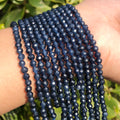 Wholesale Dark Blue Faceted Sapphire Stone Beads 2/3/4MM Waist Beads for Jewelry Making DIY