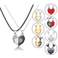 2pcs Two Souls One Heart Matching Couple Necklace Wishing Stone Creative Magnetic Heart Necklace for Couples Valentine's Day