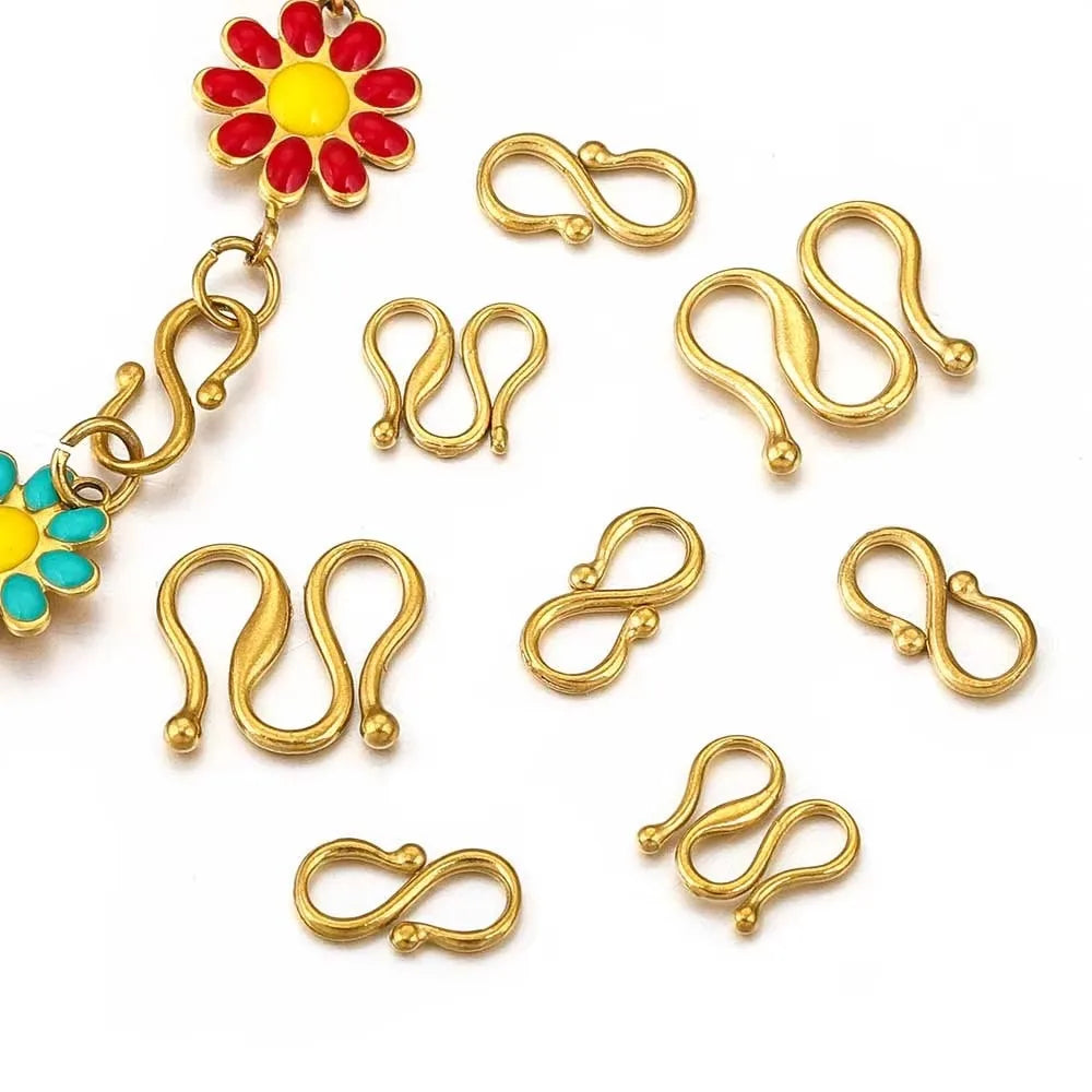 Stainless Steel S Hook Clasps Connectors Accessory Clasp S and M Shape Wire Hook for Bracelet Necklace Jewelry Making