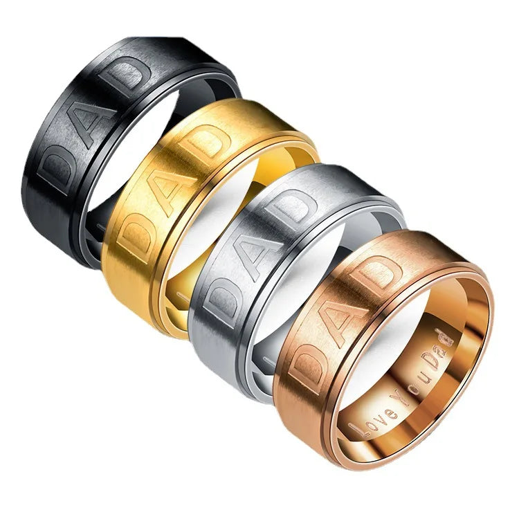Simple Fashion Stainless Steel Ring Dad or Father's Day Gift Men's Birthday Jewelry Wholesale Hand Jewelry