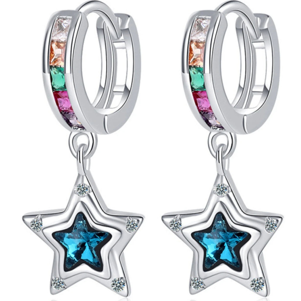 Wholesale 925 Sterling Silver Star Zircon Hoop Earrings for Women Jewelry 2025
